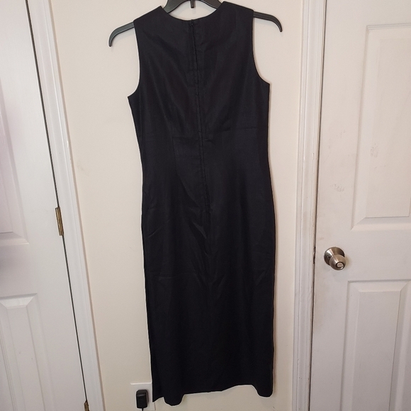 TALBOTS 100% Linen Long Midi Dress With Side Buttons  Sz-8 - Picture 2 of 9